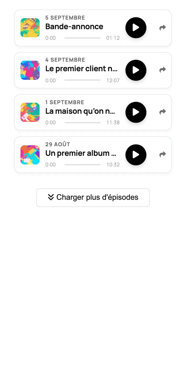 La mise en page Progression sur un téléphone.
