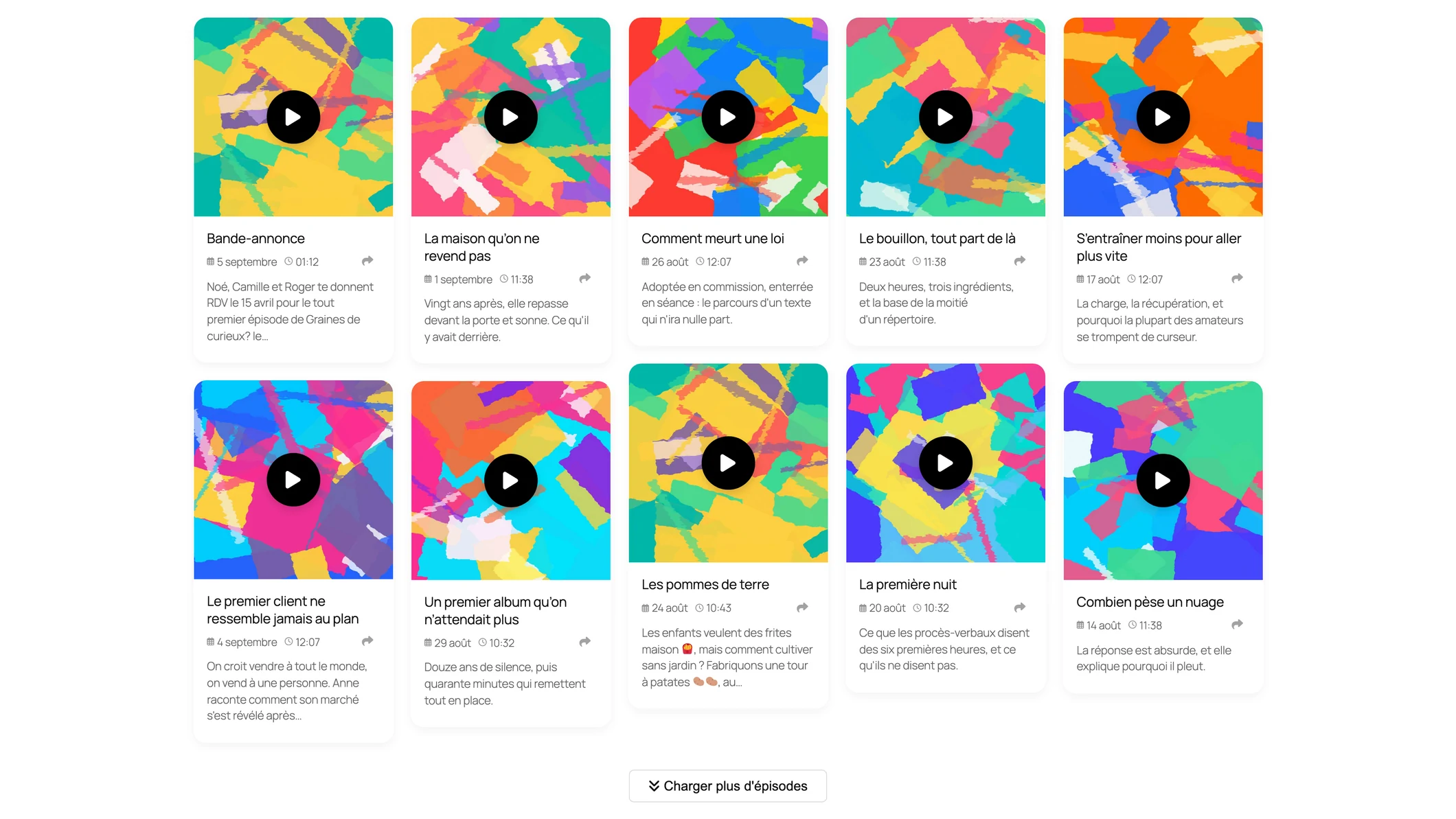 La mise en page Mosaïque sur un écran d’ordinateur.